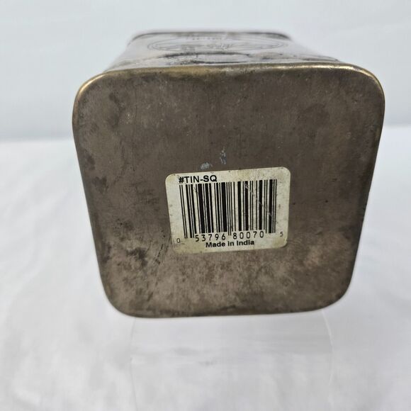 Vintage Tin Tea Canister Made in India 3.75" x 3.75" x 4.5" Decorative - Picture 5 of 10